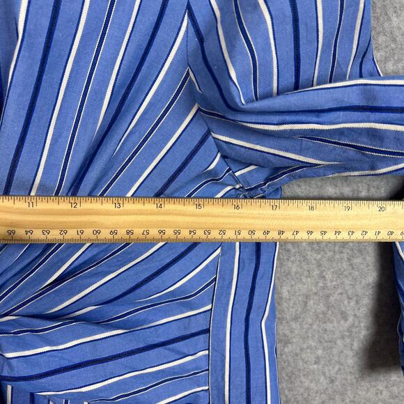 TOAST Sodalite Blue Stripe Poplin Wrap Front Shirt Size 8 - Picture 12 of 13